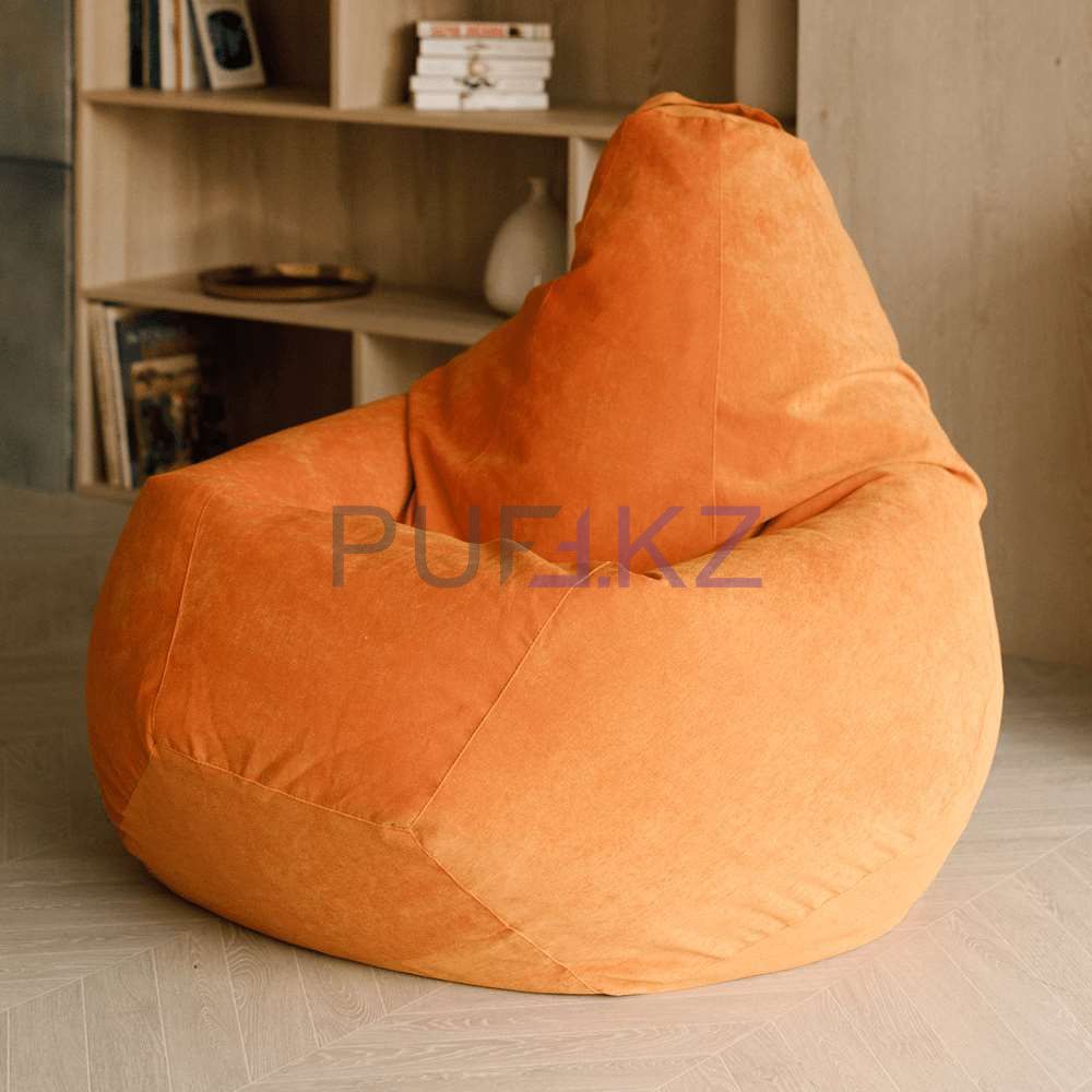 Кресло мешок груша вельвет Оранжевый — Puff.kz